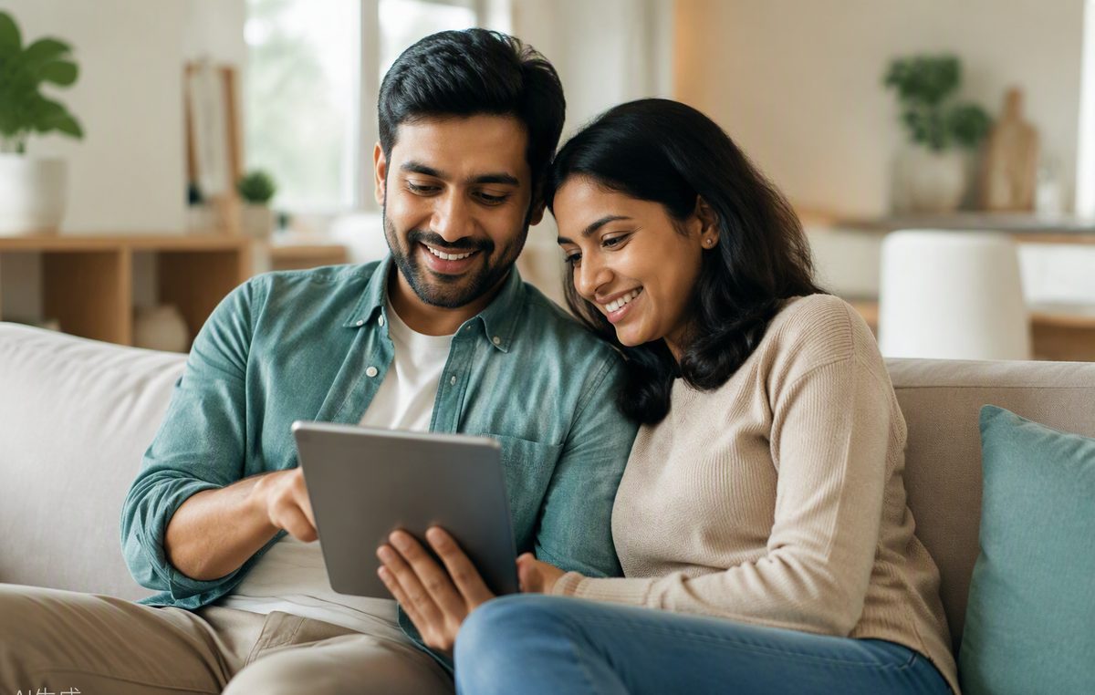 Couple reviewing their GeneCore genetic health report together at home