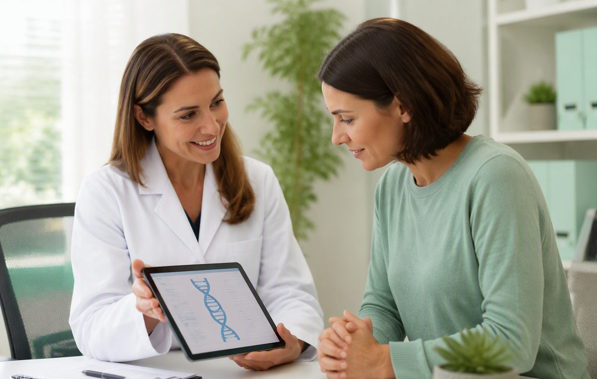 Physician reviewing clinical-grade Gene Matrix results with a patient
