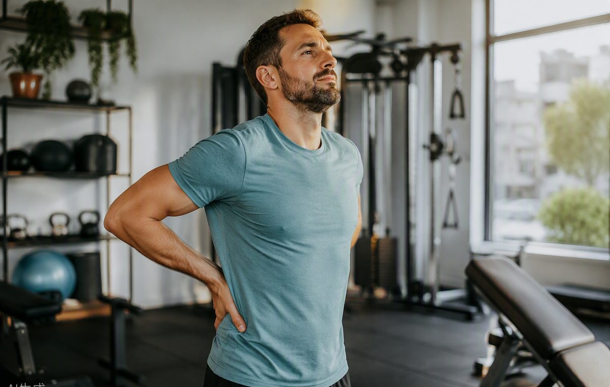 Person managing chronic pain with guided exercise in a gym